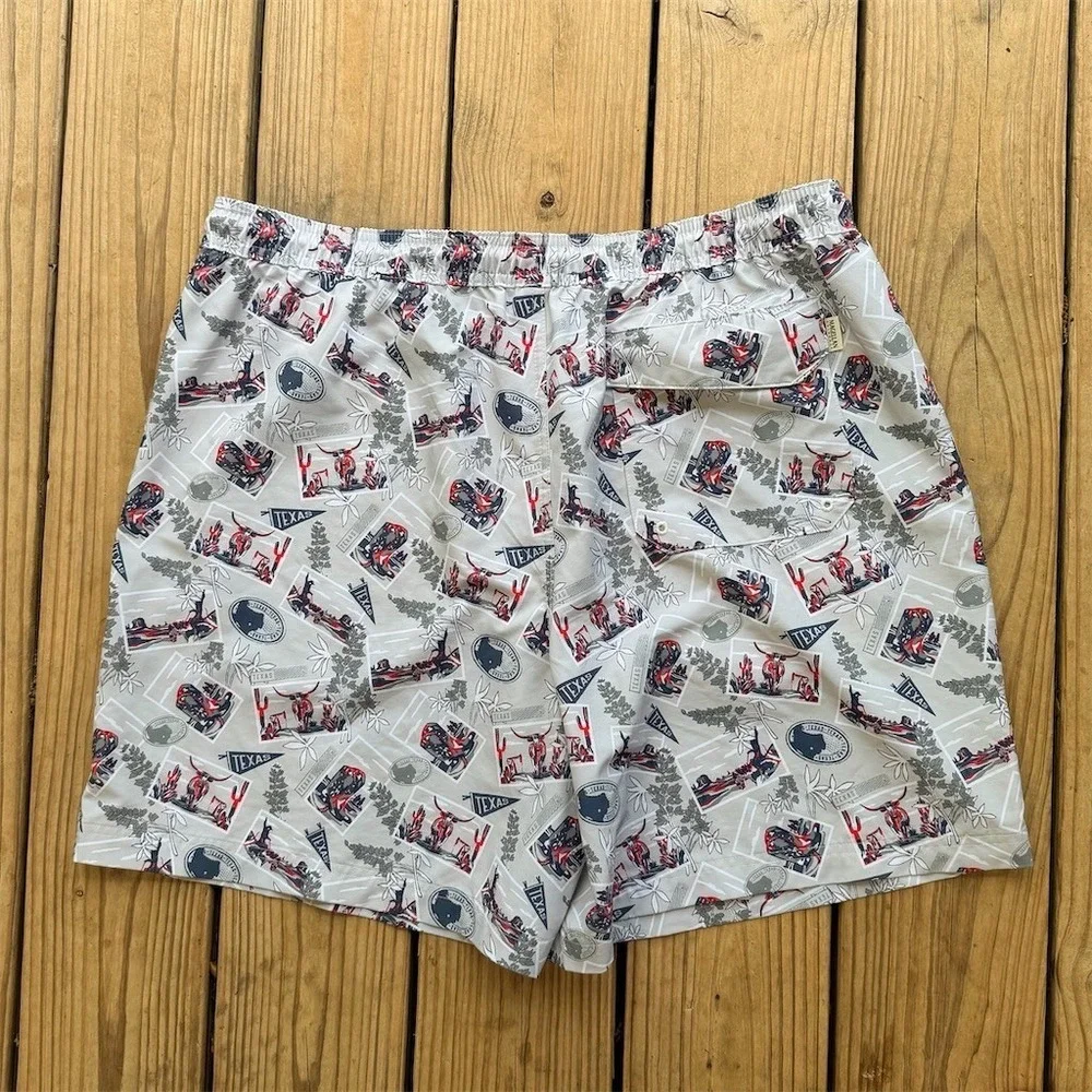 Magellan‎ Outdoors Men's Board Shorts Swim Trunks Gray Texas Print XL Lined